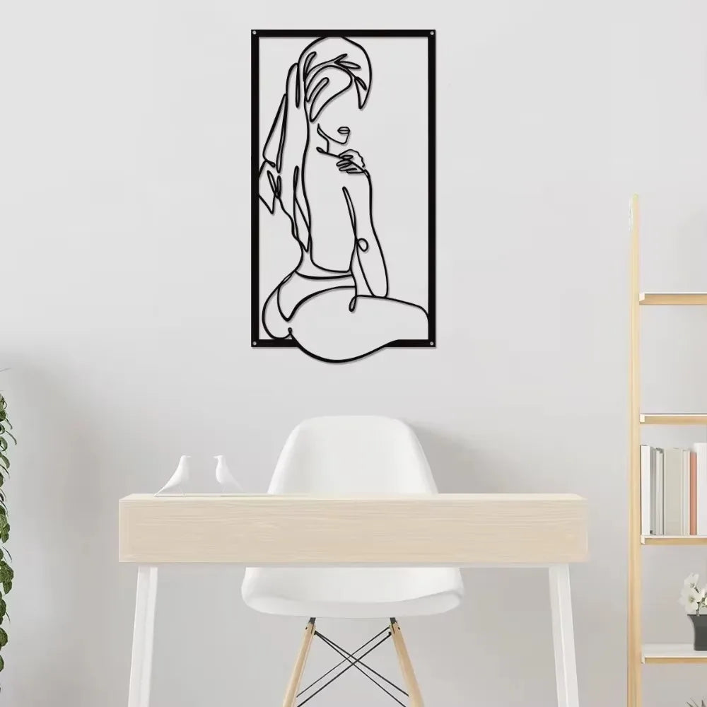 ARTLINEZ Black and White Abstract Naked Body Line Metal Wall Art | Unique Decor for Bedroom & Office