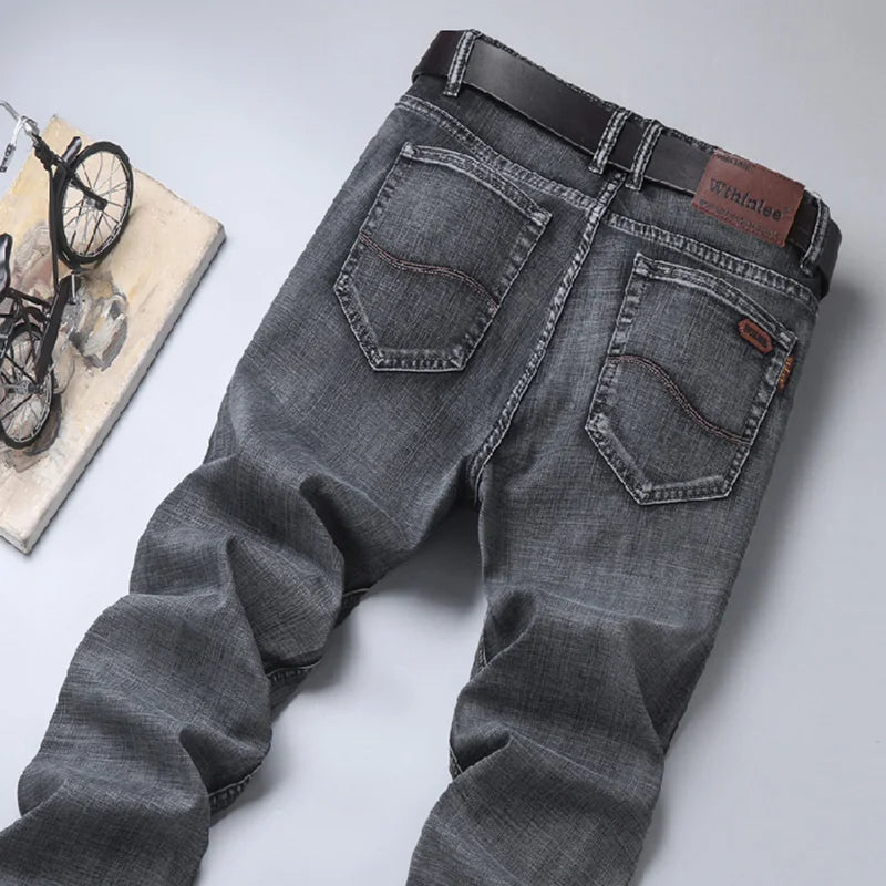 Denim Grey Jeans For Men's High Quality Trendy 2024 New Arrival Casual Versatile Elastic Korea Slim Straight Denim Pants Male
