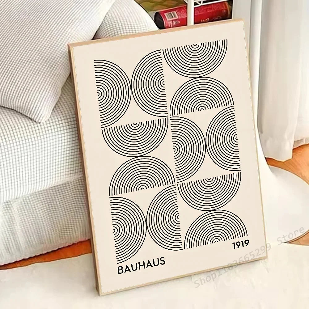 Affiche murale géométrique abstraite de style Bauhaus, impression sur papier, décoration pour la maison, la chambre, l'entrée, le bar ou le café