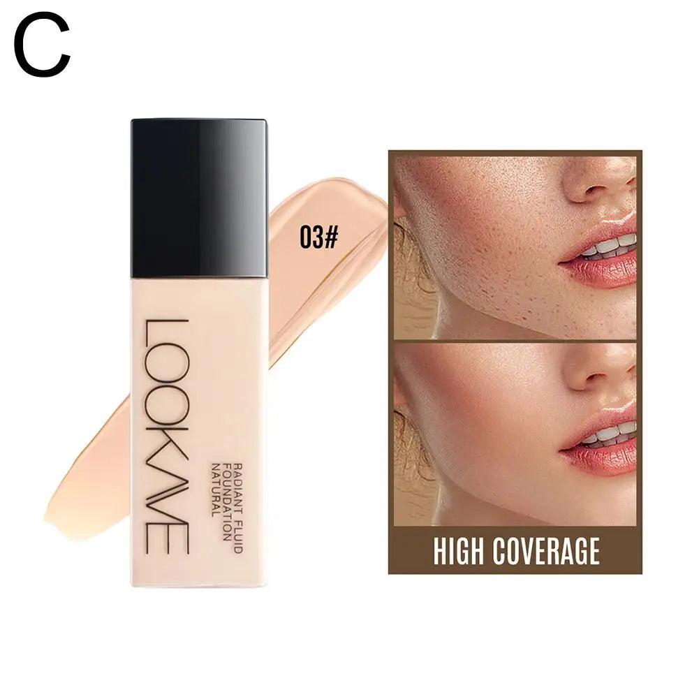 Professional Makeup Kit Natural Matte Long-Lasting Liquid Foundation+Flat Top Brush &Sponge Full Coverage 24H Lightweight Makeup