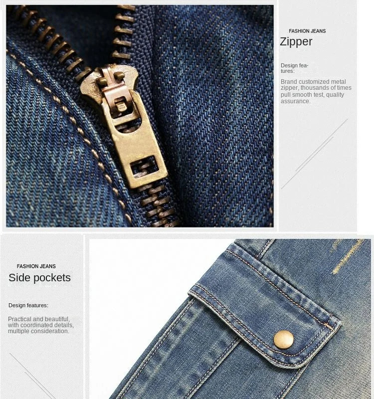 Summer Fashion Denim Jeans for Men Designer Knee Length Shorts Capri Loose Straight Leg Slim Casual Punk Workwear Cargo Shorts