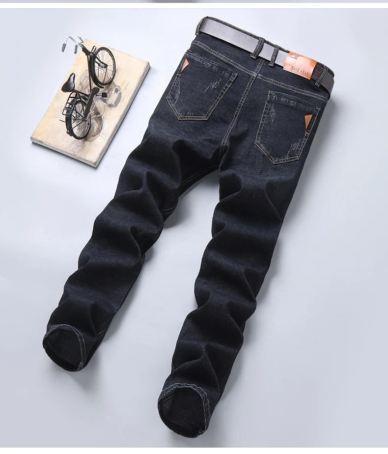 Jeans droits pour hommes, nouvelle collection 2024, pantalon slim extensible, confortable et doux, pantalon en denim pour hommes, vêtements de marque