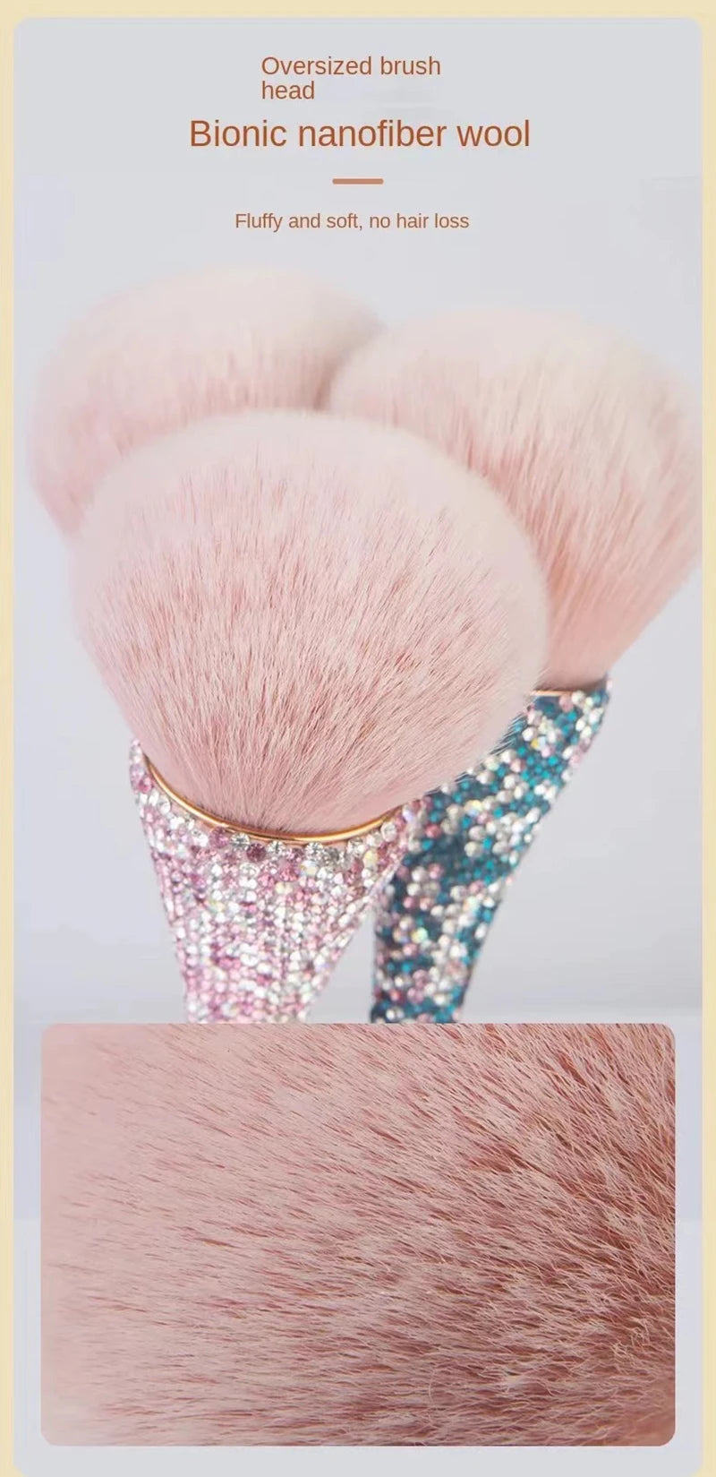 Rhinestone Nail Dust Brush Makeup Brush Large Face Powder Makeup Brushes Dust Powder Foundation Makeup Brush For Nail Makeup Too