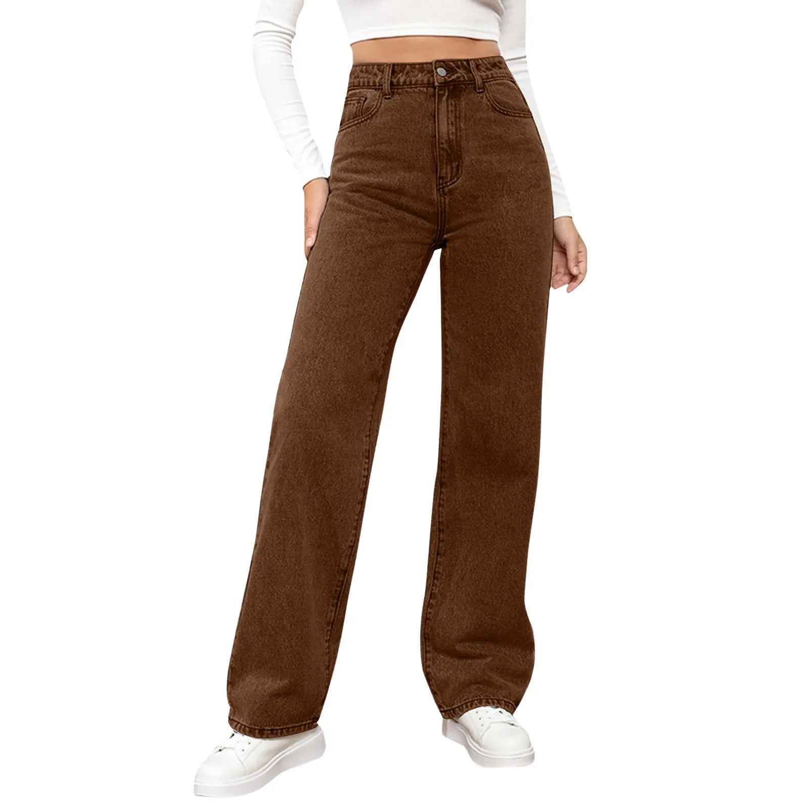 Women's High Waist Washed Women's Jeans Fashionable Versatile Straight Leg Pants Jeans Women Jean Pants Women Jeans Women 2025