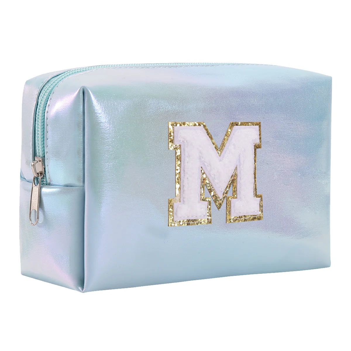 Personalized Initial Makeup Bag,Letter Zipper Cosmetic Bag for Womens,Preppy Makeup Bags,Makeup Pouch, Travel Makeup Bags