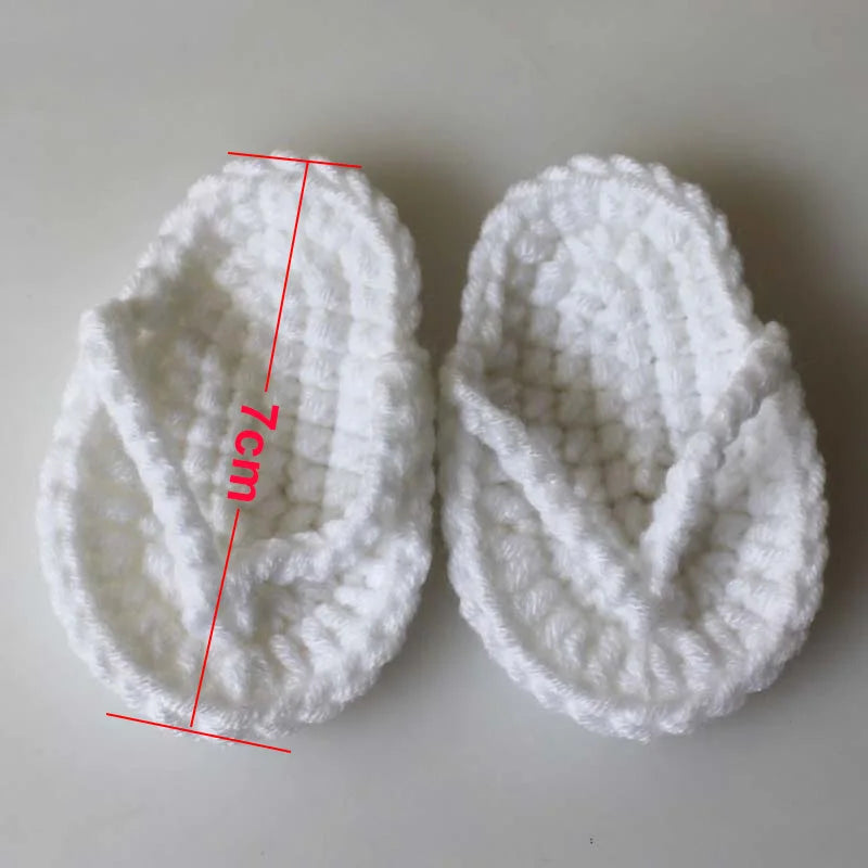 Newborn Photography Prop Accessories 1 Pair Baby Knitted Slippers Mini Handmade Crochet Shoes Boys Girls Fotografia Flip-flops