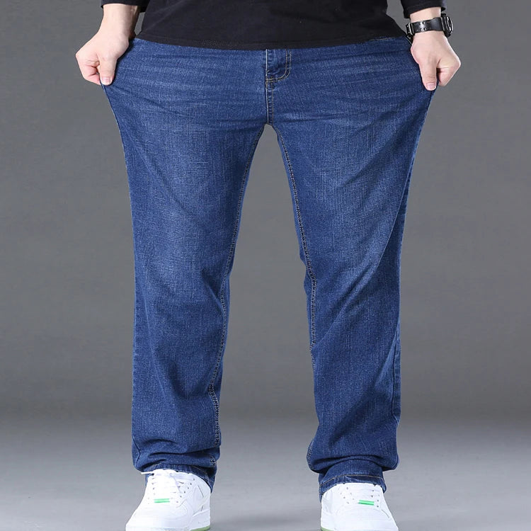Jeans pour hommes grandes tailles 28-50, tissu denim, pantalons grande taille pour personnes en surpoids de 45 à 150 kg, jeans Hombre, jeans à jambe large, pantalon homme