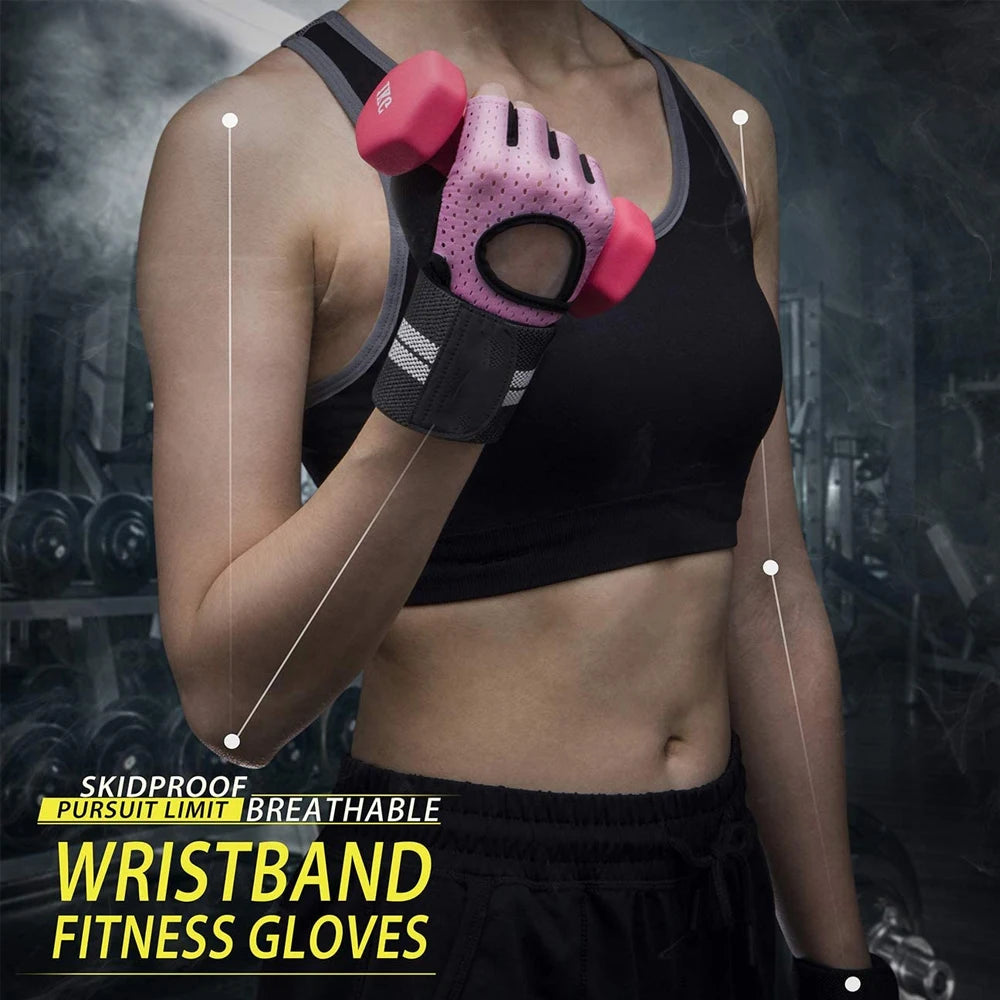 1 Pair Dumbbell Gloves Men Women Weightlifting Crossfit Bodybuilding Workout Sport Gym Training Gloves Non-slip Wrist Protector