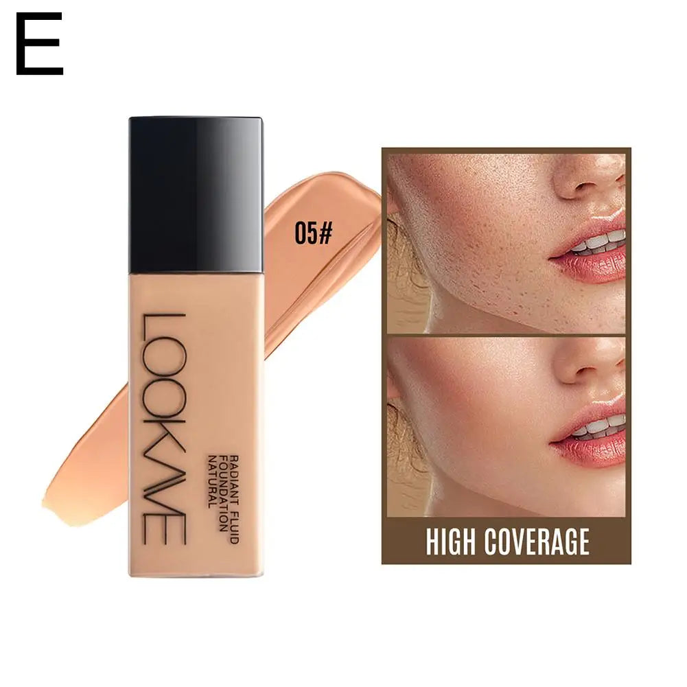 Professional Makeup Kit Natural Matte Long-Lasting Liquid Foundation+Flat Top Brush &Sponge Full Coverage 24H Lightweight Makeup
