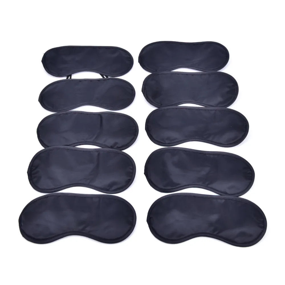Lot de 10 masques de sommeil noirs pour voyage, bandeau pour les yeux, cache-œil, nuit, économique, anti-ronflement, cadeau, vente en gros