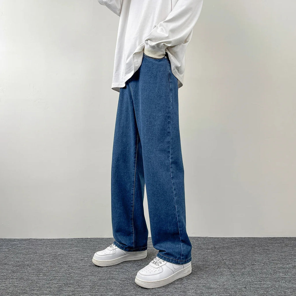 2025 New Men's Casual Jeans | Korean Euro US Style | Straight & Wide Leg Denim Pants | Solid Color Trendy Design