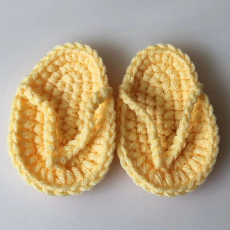 Newborn Photography Prop Accessories 1 Pair Baby Knitted Slippers Mini Handmade Crochet Shoes Boys Girls Fotografia Flip-flops