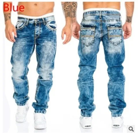 Jeans tendance pour hommes, coupe droite et décontractée, style hip-hop, avec coutures apparentes, tailles S à 5XL, collection européenne et américaine 2024.
