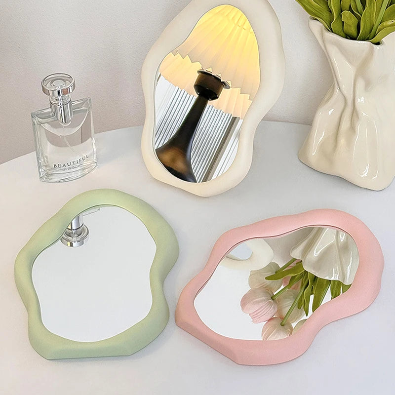 Irregular Makeup Mirrors Desktop Makeup Mirror Ins Cloud Makeup Mirror Aesthetic Room Decor Woman Makeup Supplies