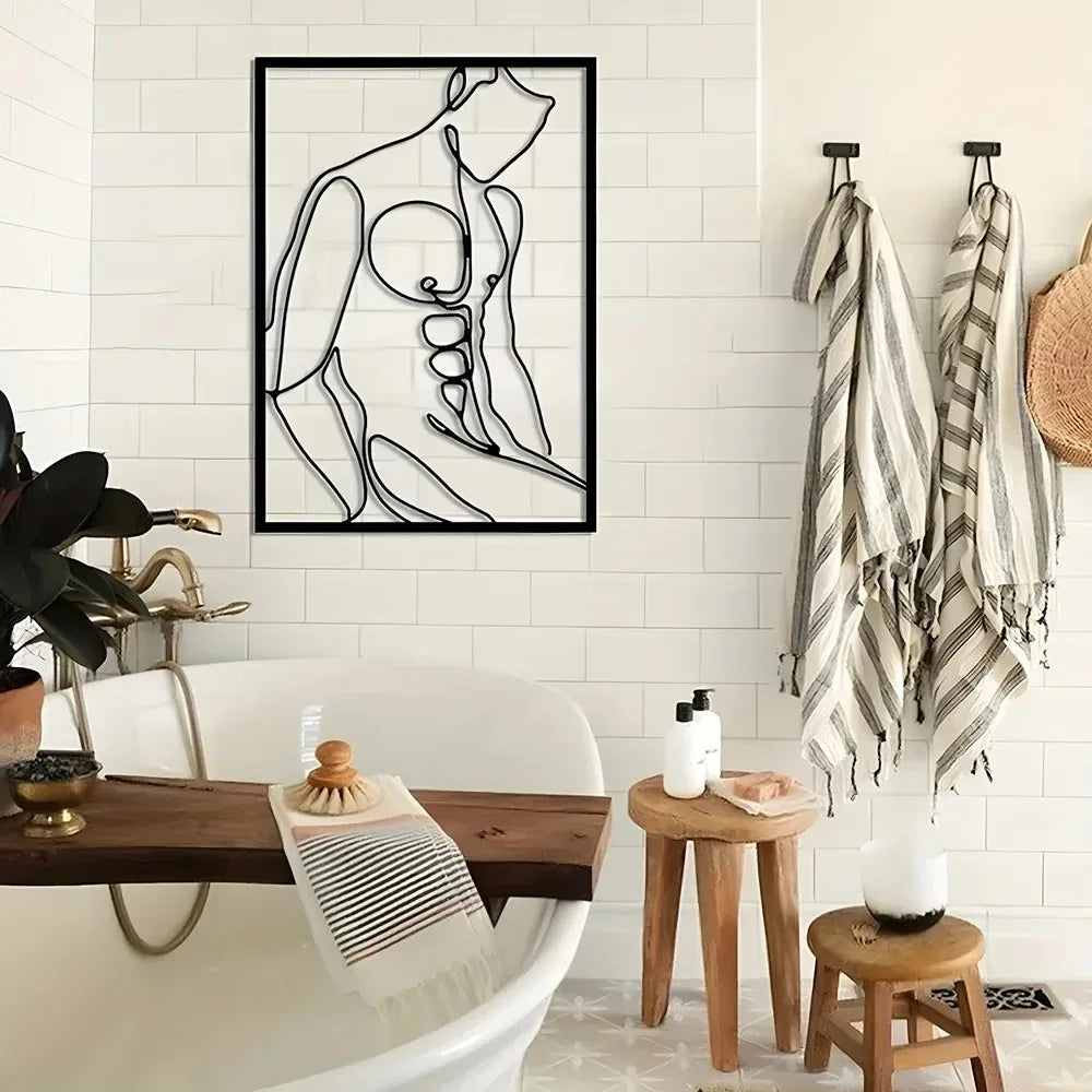 Décoration murale moderne en métal 40 x 60 cm – Motif géométrique abstrait pour salon, décoration contemporaine élégante