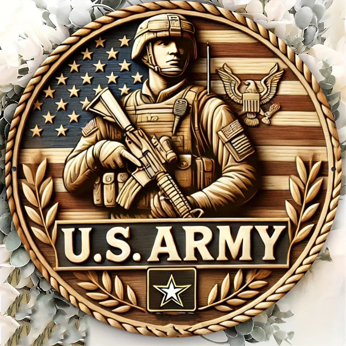 "Vintage U.S. Army Aluminum Wall Art , Dining Room, Coffee Bar & Living Room Decor , Home Decor Lovers - Perfect Gift