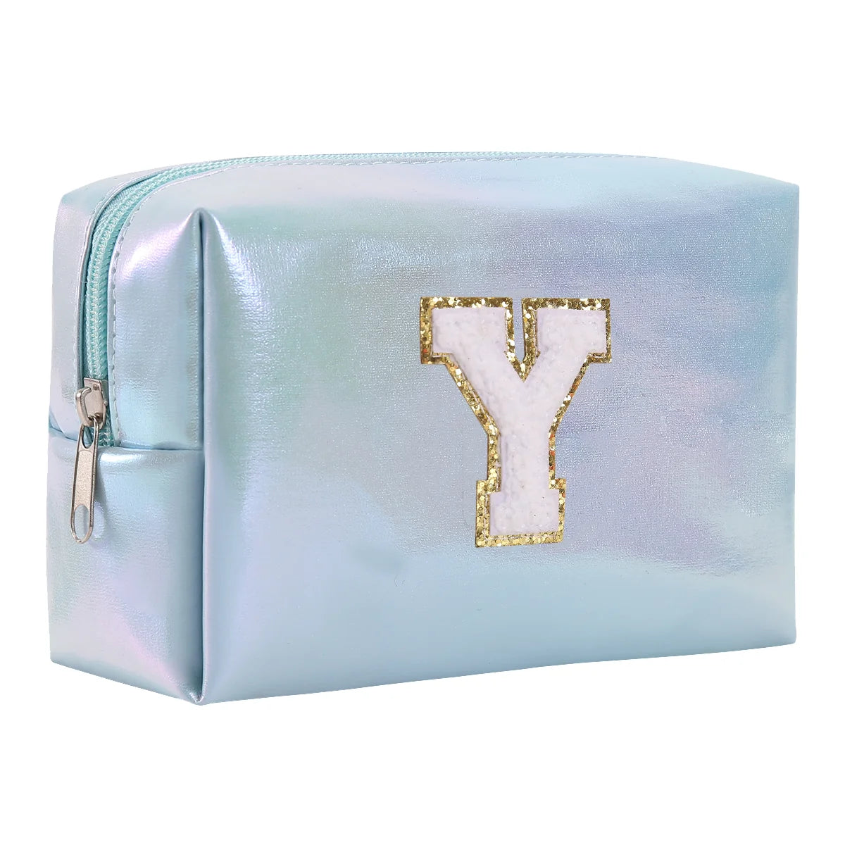 Personalized Initial Makeup Bag,Letter Zipper Cosmetic Bag for Womens,Preppy Makeup Bags,Makeup Pouch, Travel Makeup Bags