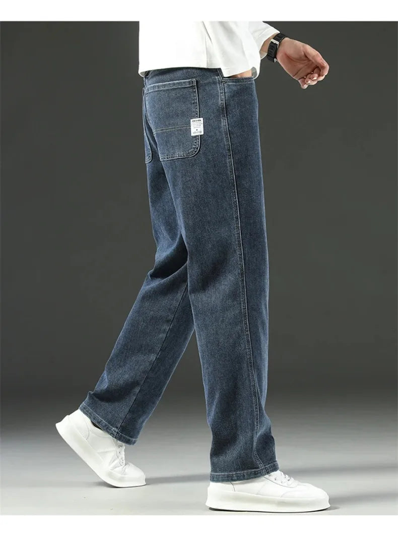 2025 New Spring and Autumn Men's Jeans, Loose, Comfortable, Straight, Business Casual, Versatile Wide-leg Business Trousers