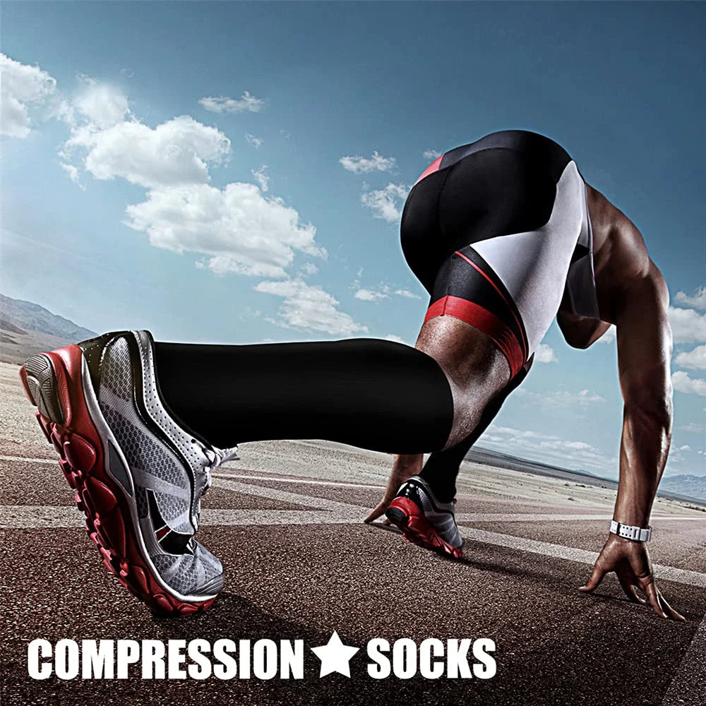 1Pair Calf Compression Socks for Men & Women 15-20mmHg-Graduated Supports Socks for Soccer Running Nurses