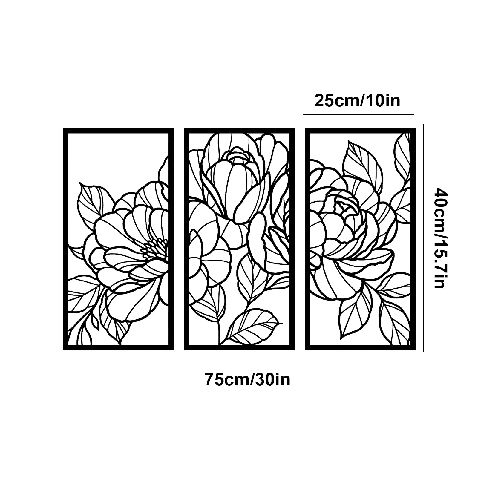 Décoration murale minimaliste en bois avec fleurs dorées et motif floral, art mural moderne abstrait, dessin au trait, 3 pièces à suspendre