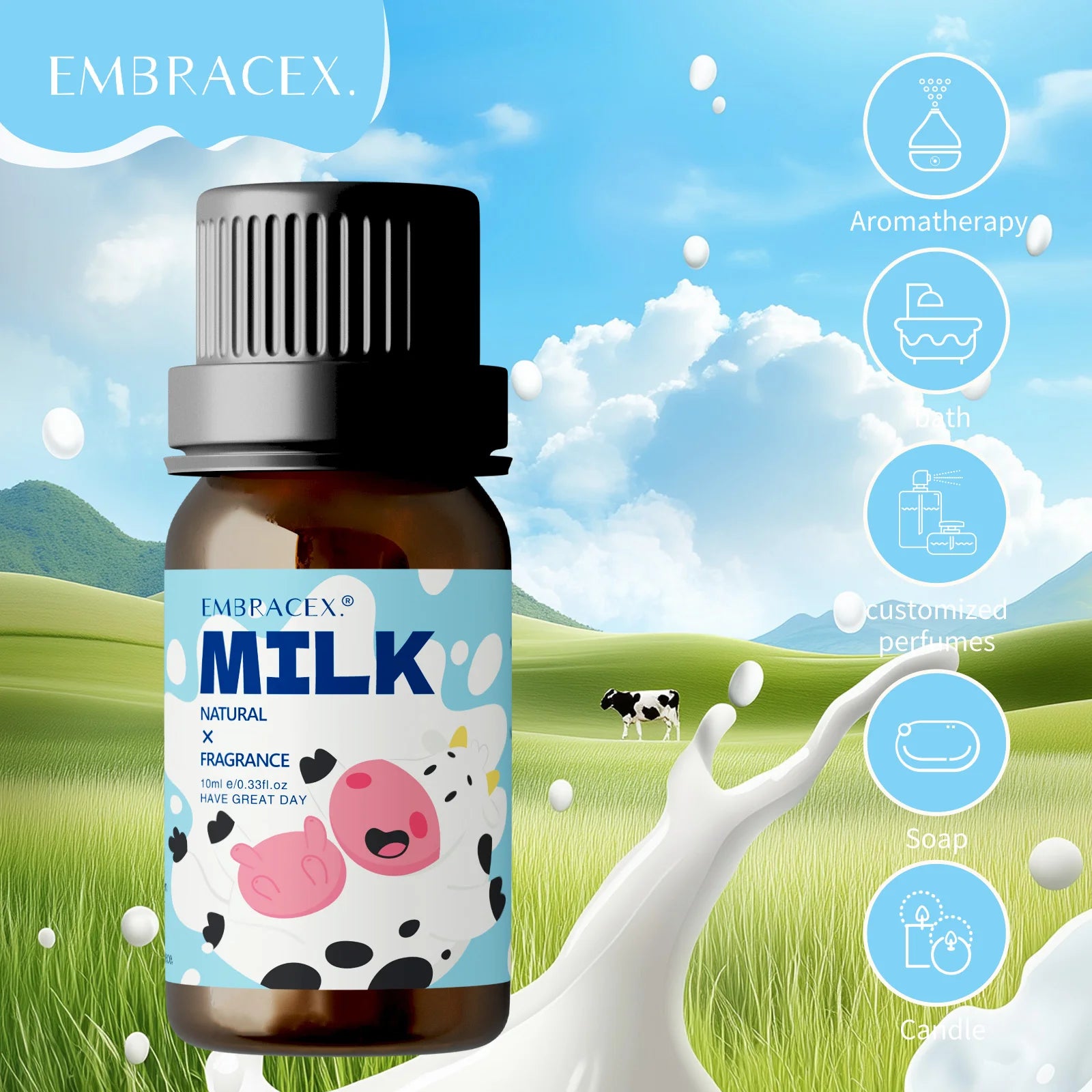 Huiles essentielles de parfum au lait 10 ml, huile d'aromathérapie longue durée, parfum pour voiture, aromathérapie pour femmes, cadeau