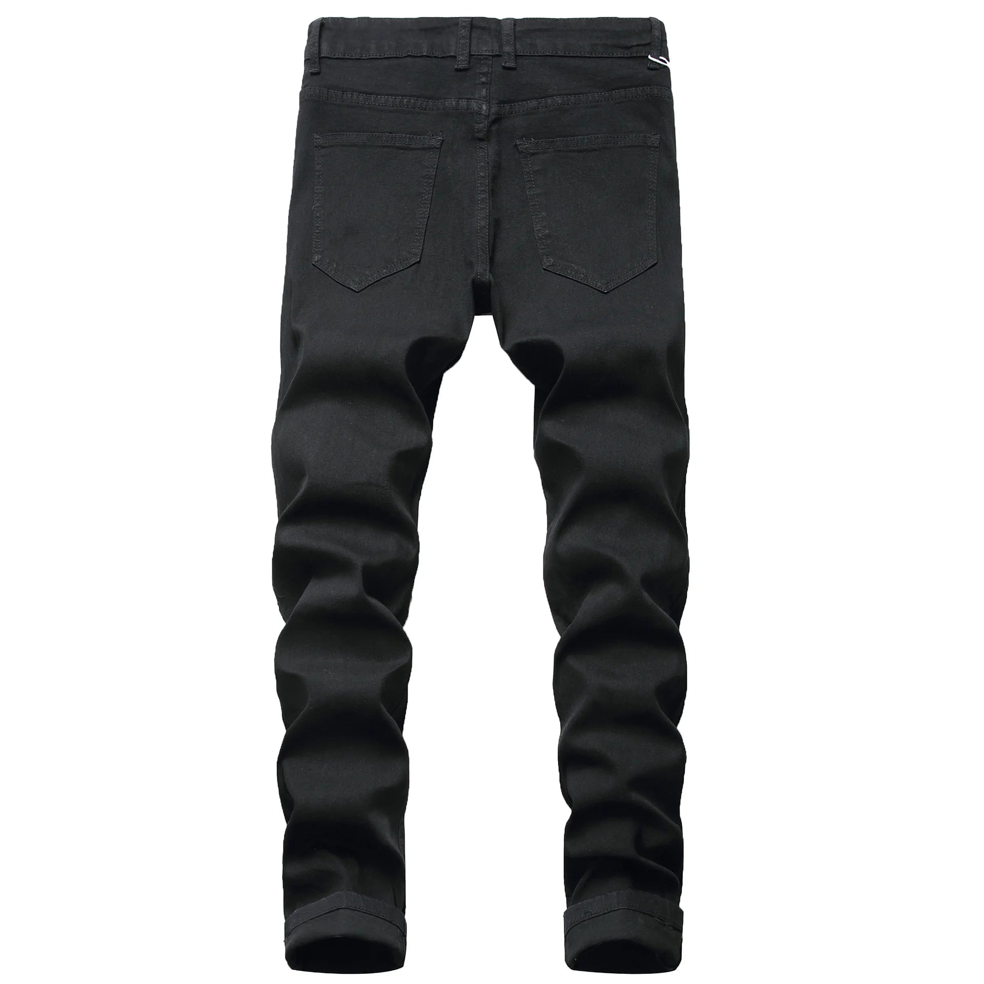 Jeans pour hommes High Street avec trous et pointes noires, jeans slim fit et pantalons pour hommes