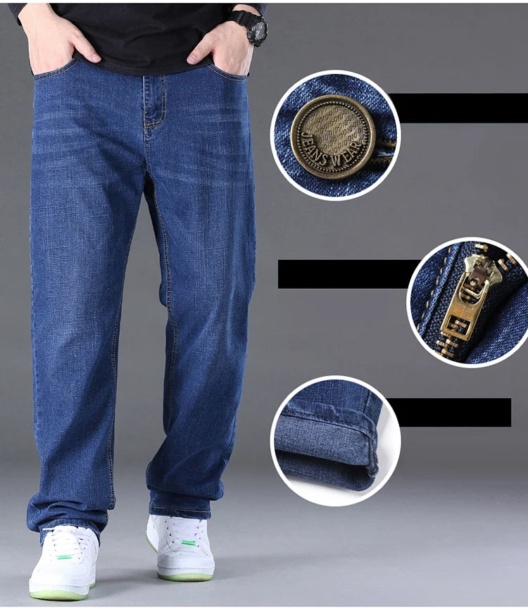 Jeans pour hommes grandes tailles 28-50, tissu denim, pantalons grande taille pour personnes en surpoids de 45 à 150 kg, jeans Hombre, jeans à jambe large, pantalon homme