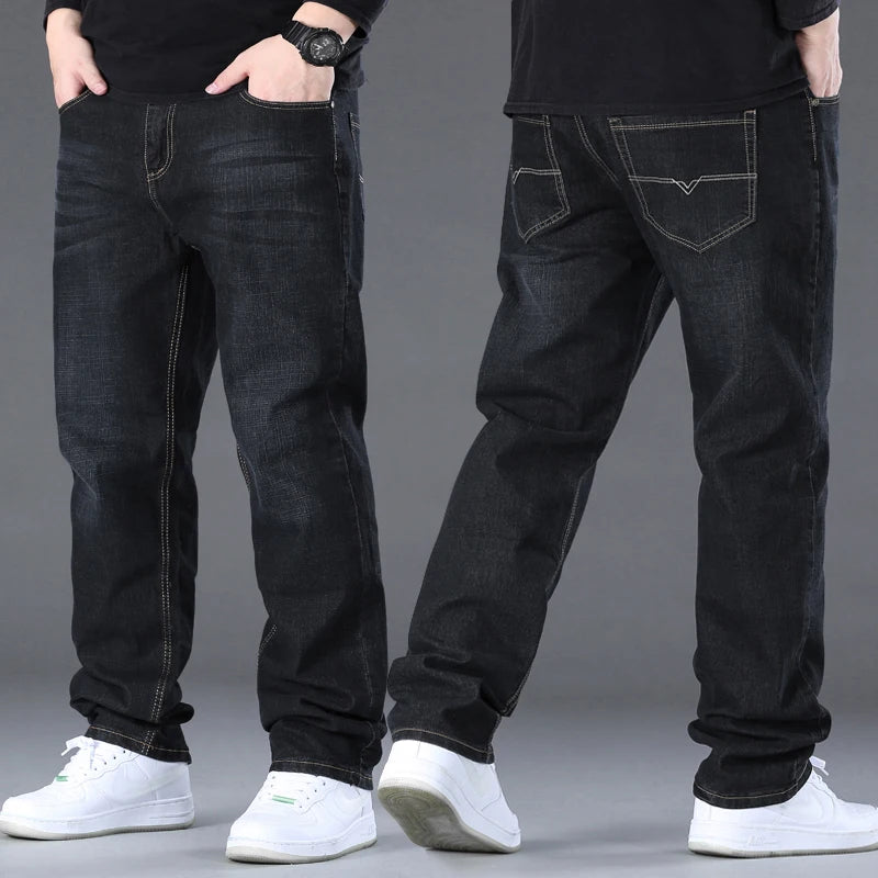 Jeans pour hommes grandes tailles 28-50, tissu denim, pantalons grande taille pour personnes en surpoids de 45 à 150 kg, jeans Hombre, jeans à jambe large, pantalon homme