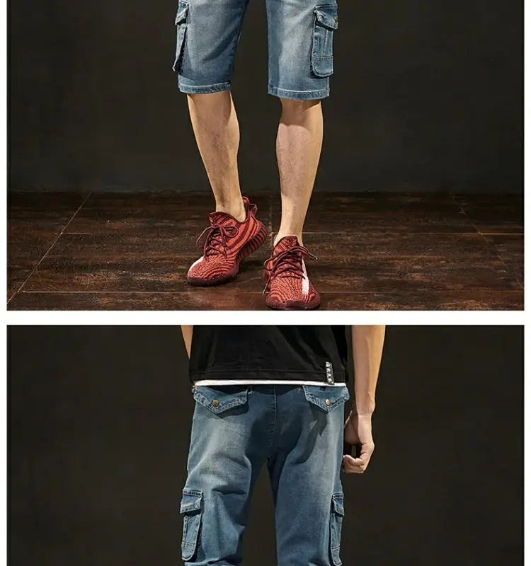 Summer Fashion Denim Jeans for Men Designer Knee Length Shorts Capri Loose Straight Leg Slim Casual Punk Workwear Cargo Shorts