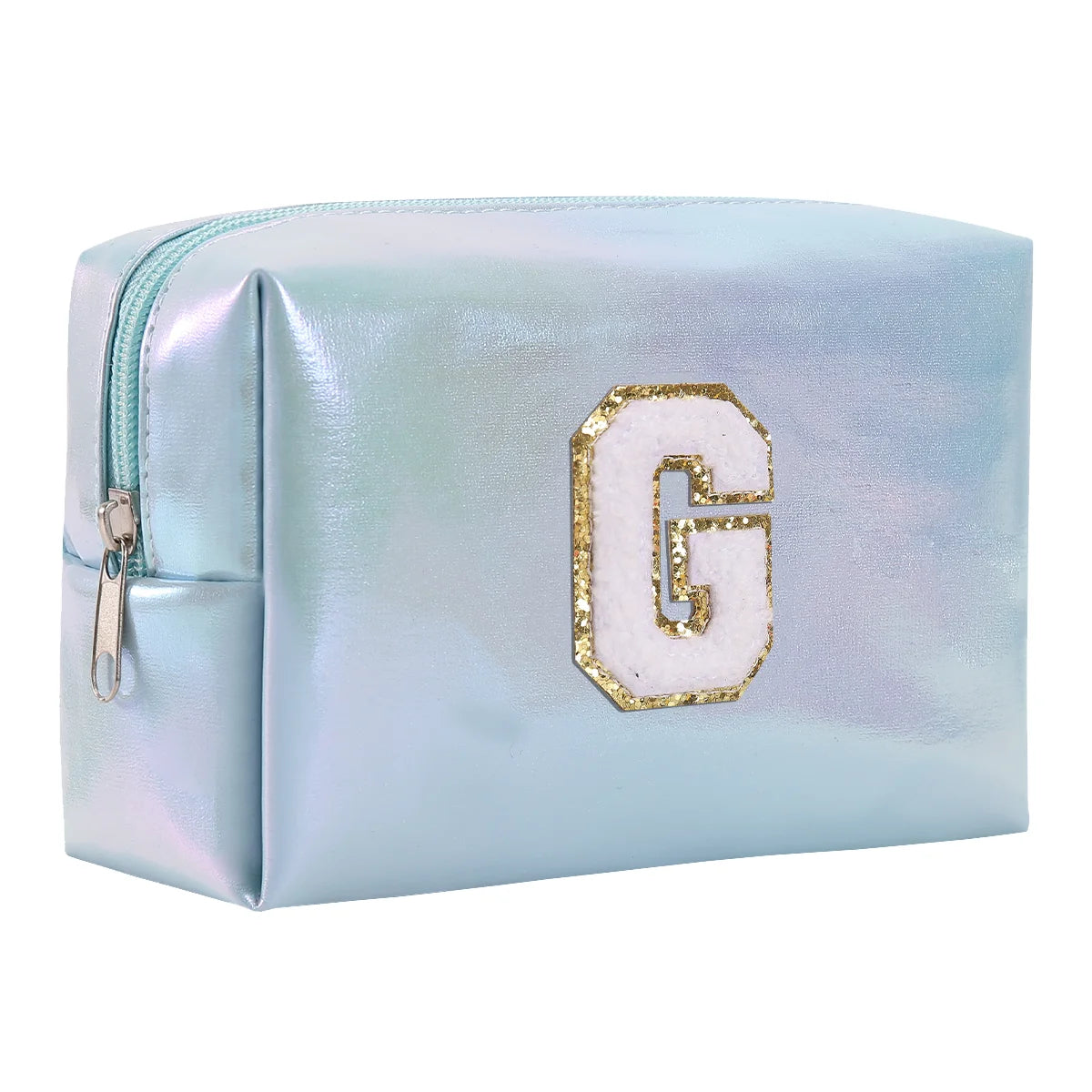 Personalized Initial Makeup Bag,Letter Zipper Cosmetic Bag for Womens,Preppy Makeup Bags,Makeup Pouch, Travel Makeup Bags