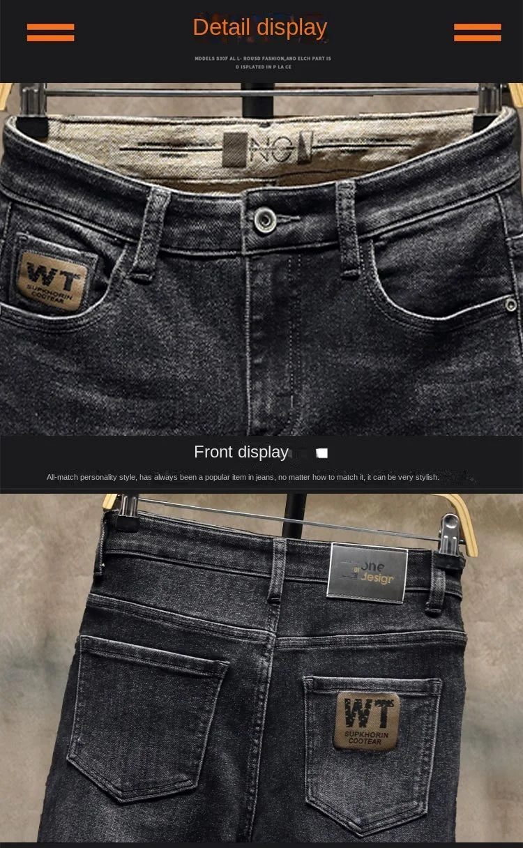 Original Fashion Luxury Brand Black Jeans for Men Tailored and Stretchy Boyfriend Comfortable Classic Denim Stretch Trousers