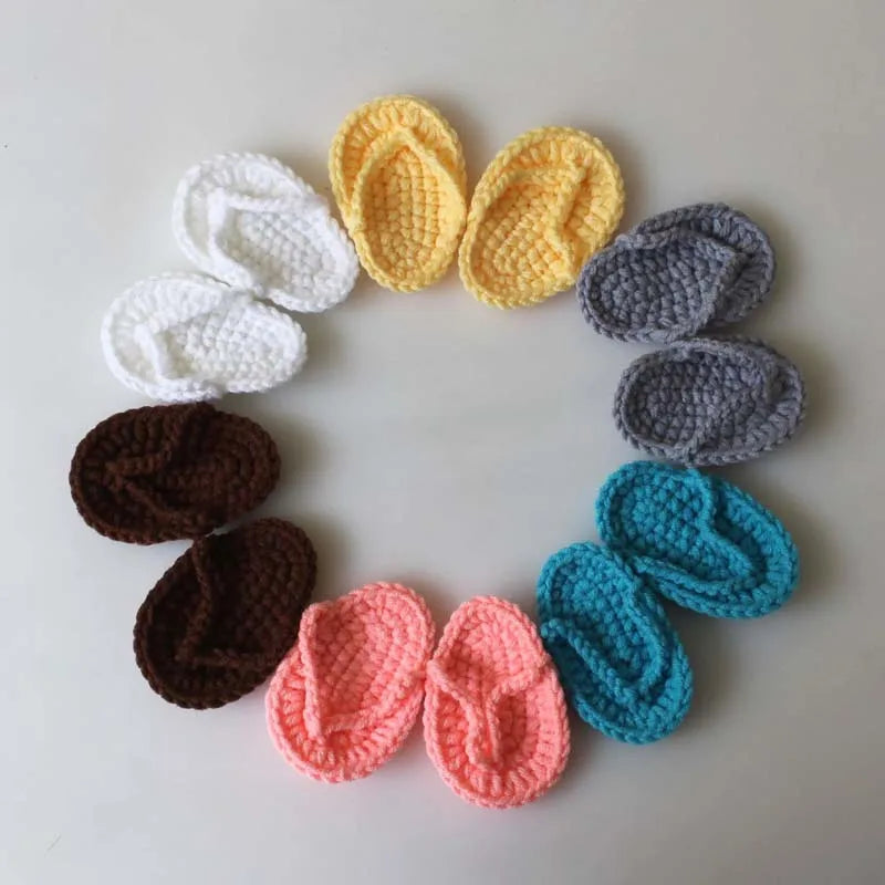 Newborn Photography Prop Accessories 1 Pair Baby Knitted Slippers Mini Handmade Crochet Shoes Boys Girls Fotografia Flip-flops