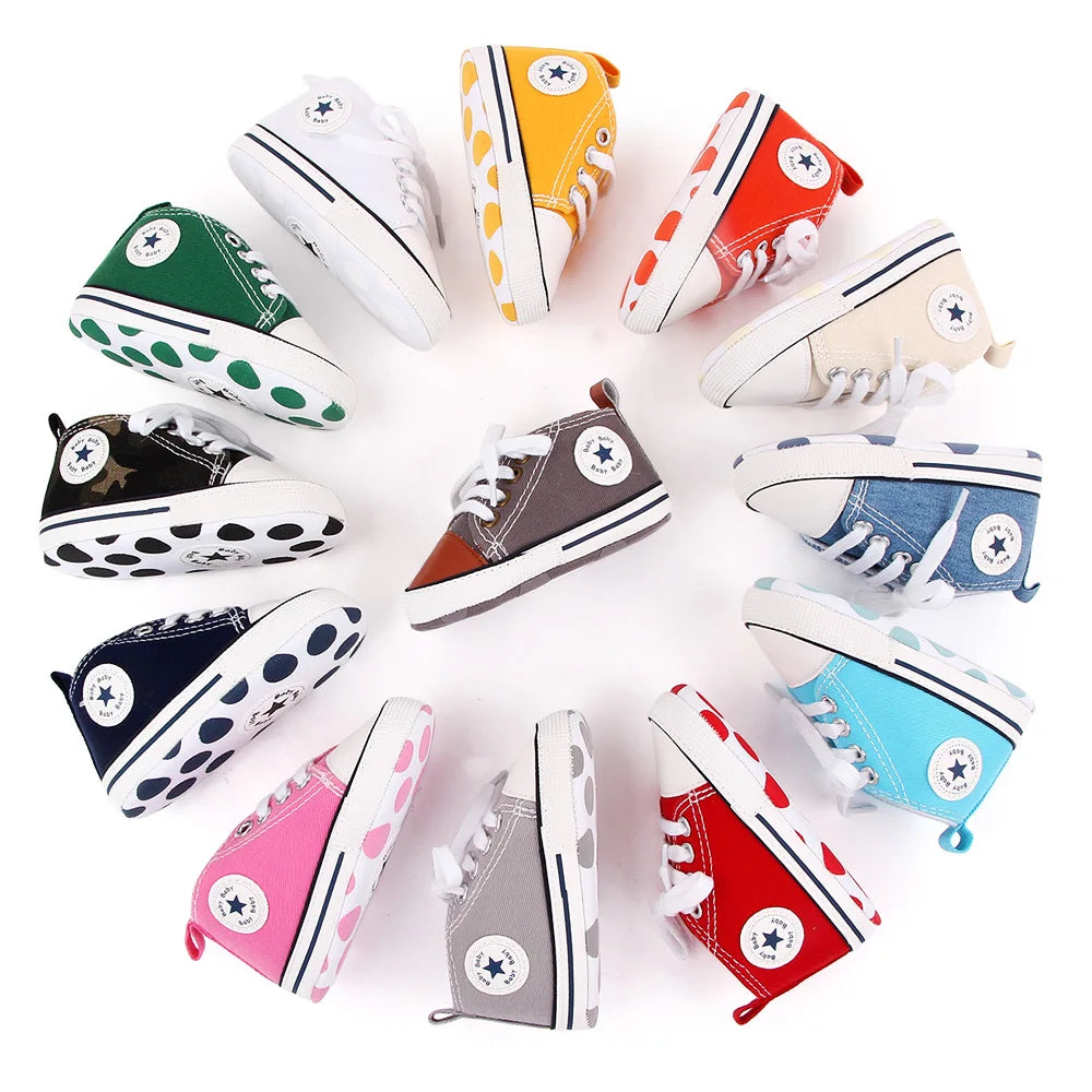 Chaussures bébé garçon fille, baskets classiques en toile décontractées, semelle souple, antidérapantes, pour nouveau-né, premier pas, D2486