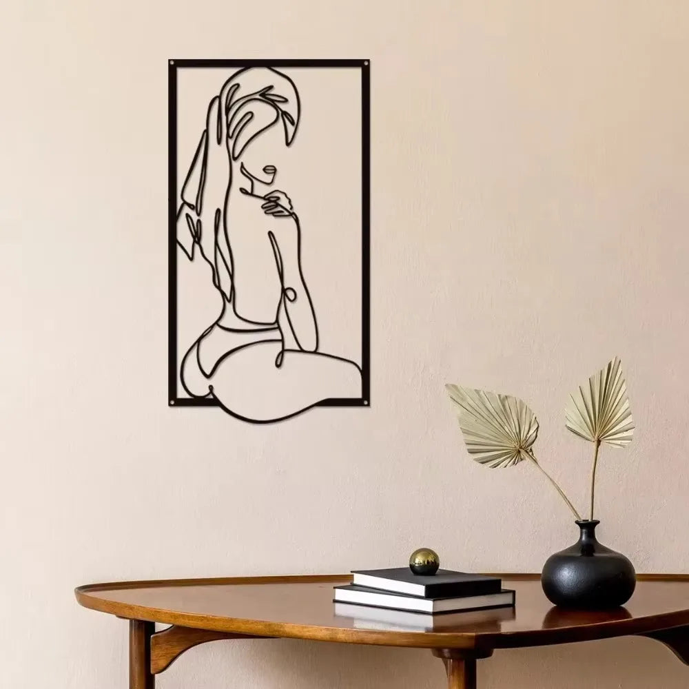 ARTLINEZ Black and White Abstract Naked Body Line Metal Wall Art | Unique Decor for Bedroom & Office