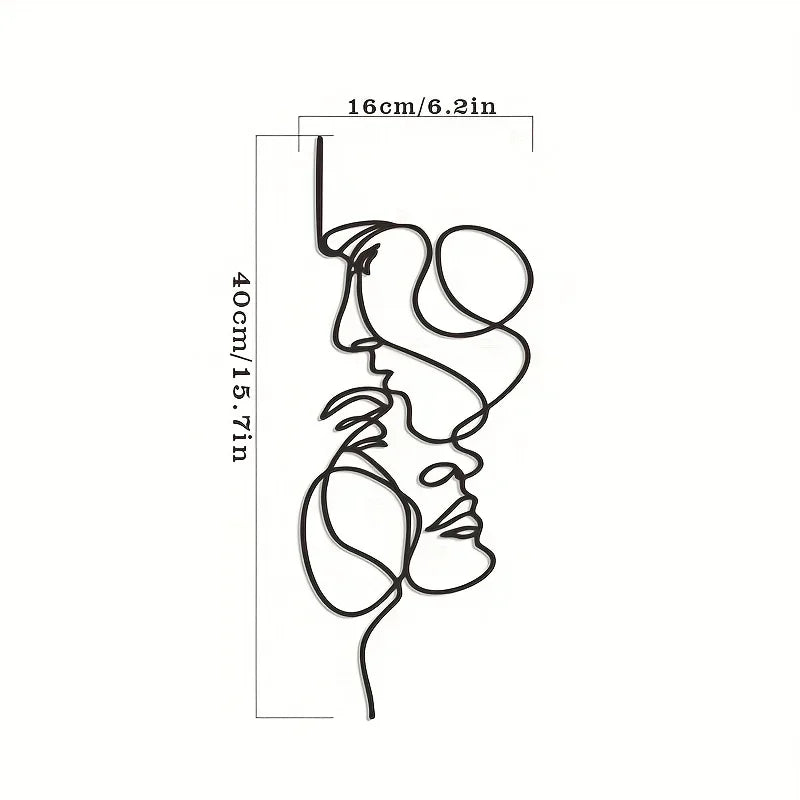 Facial Line Wall Decoration: Stylish Metal Wall Art, Abstract Iron Wall Sculpture for Modern Black Home Hanging Decor