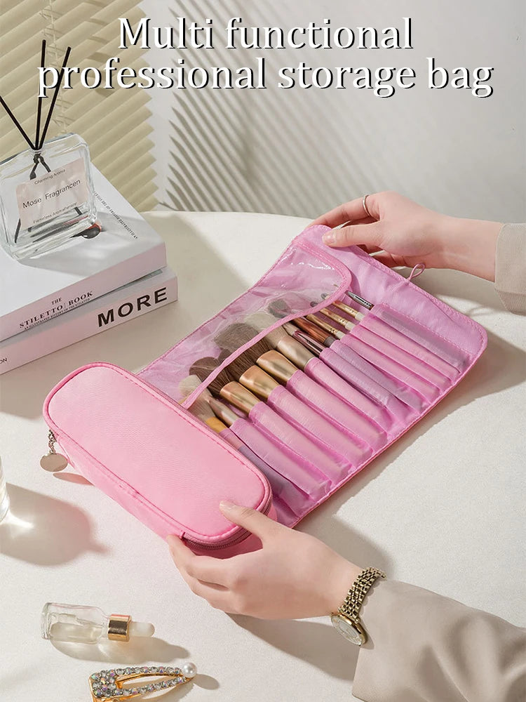 Makeup Brush Storage Bag Multi Functional Folding Professional Makeup Bag Makeup Brush Organizer Travel Makeup Brush Bag