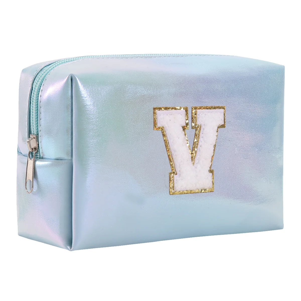 Personalized Initial Makeup Bag,Letter Zipper Cosmetic Bag for Womens,Preppy Makeup Bags,Makeup Pouch, Travel Makeup Bags
