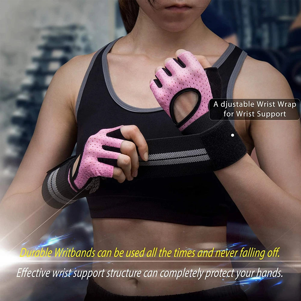 1 Pair Dumbbell Gloves Men Women Weightlifting Crossfit Bodybuilding Workout Sport Gym Training Gloves Non-slip Wrist Protector