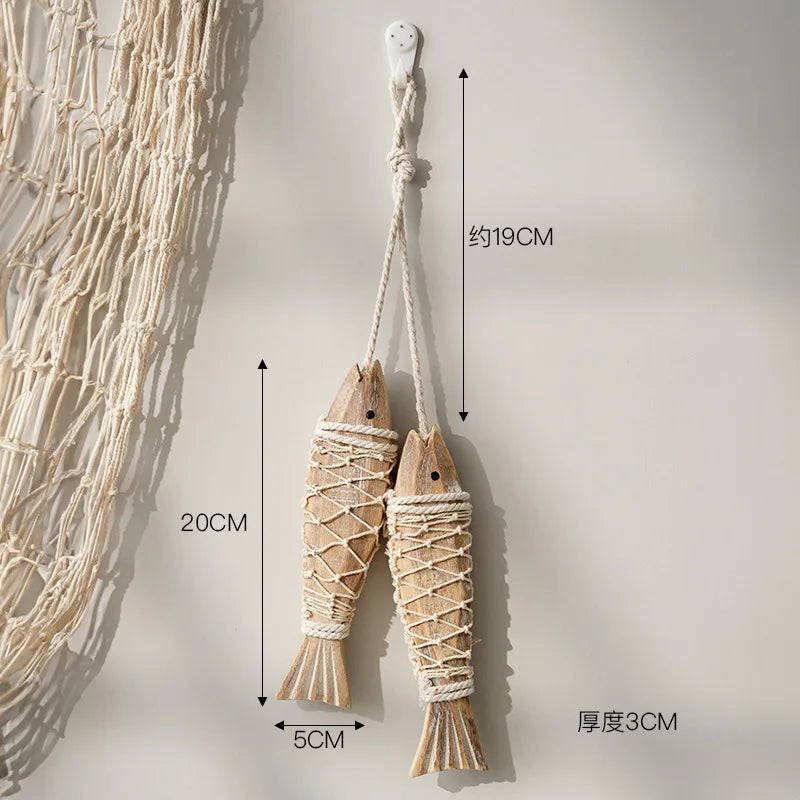 Décoration murale vintage en bois représentant un poisson, style méditerranéen, style rustique, idéale pour un salon ou une chambre à coucher