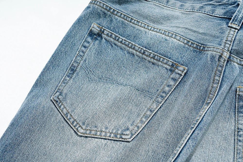 Streetwear Washed Boot Cut Blue Jeans for Men Vintage Y2k Baggy Flare Pants Unisex Pantalones Hombre Denim Trousers Oversized