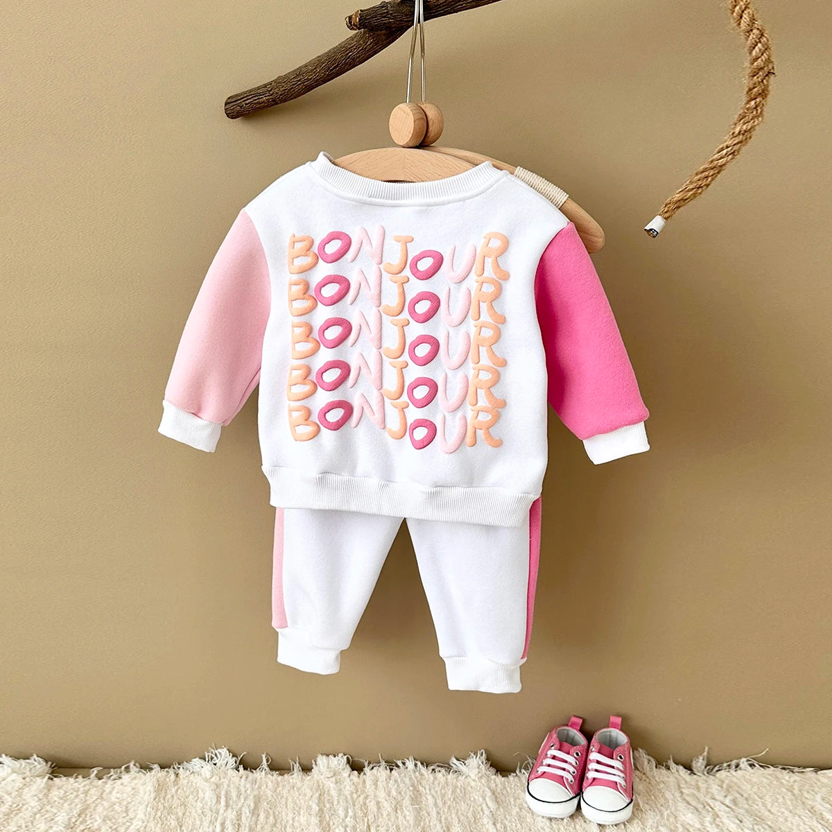 2025 Newborn Baby Girl Clothes Sets Infant Outfit Bonjour Tracksuit Trick Top Long Pants Winter Warm Sportswear Autumn New 2Pcs