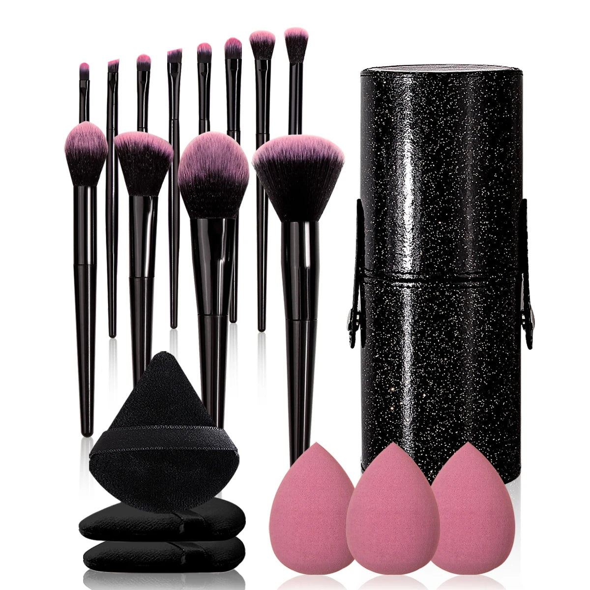1/12/19PCS professional set combination makeup tools 12 brushes 6 makeup puff Makeup egg Large capacity waterproof makeup bucket