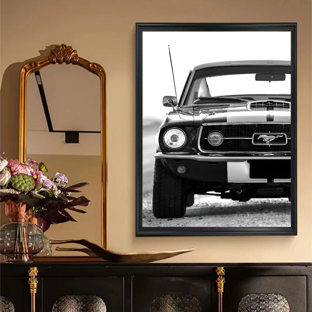 Affiche de voiture de luxe en noir et blanc, décoration murale moderne et tendance, affiche HD, décoration pour la maison, le bar, le café, peinture murale