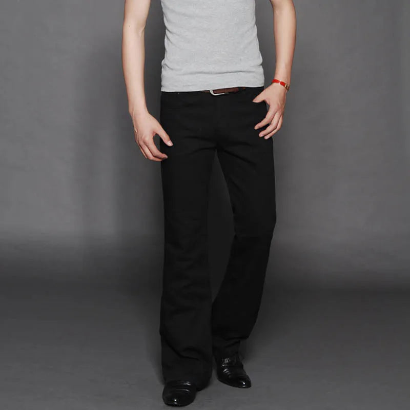 Denim Flared Jeans Men  Boot Cut Denim Pants Comfortable Slightly Slim Classic Loose Casual Blue Black Trousers For Male Bootcut