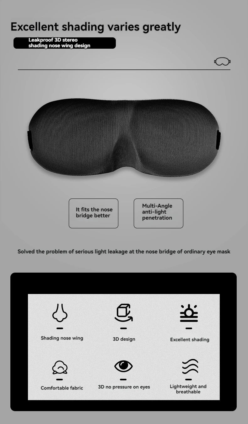 1 Piece 3D Sleep Mask Blindfold, Sleep Aid Soft Memory Foam Eye Mask, Suitable For Sleep Travel Blackout Sleep Mask Eye Mask