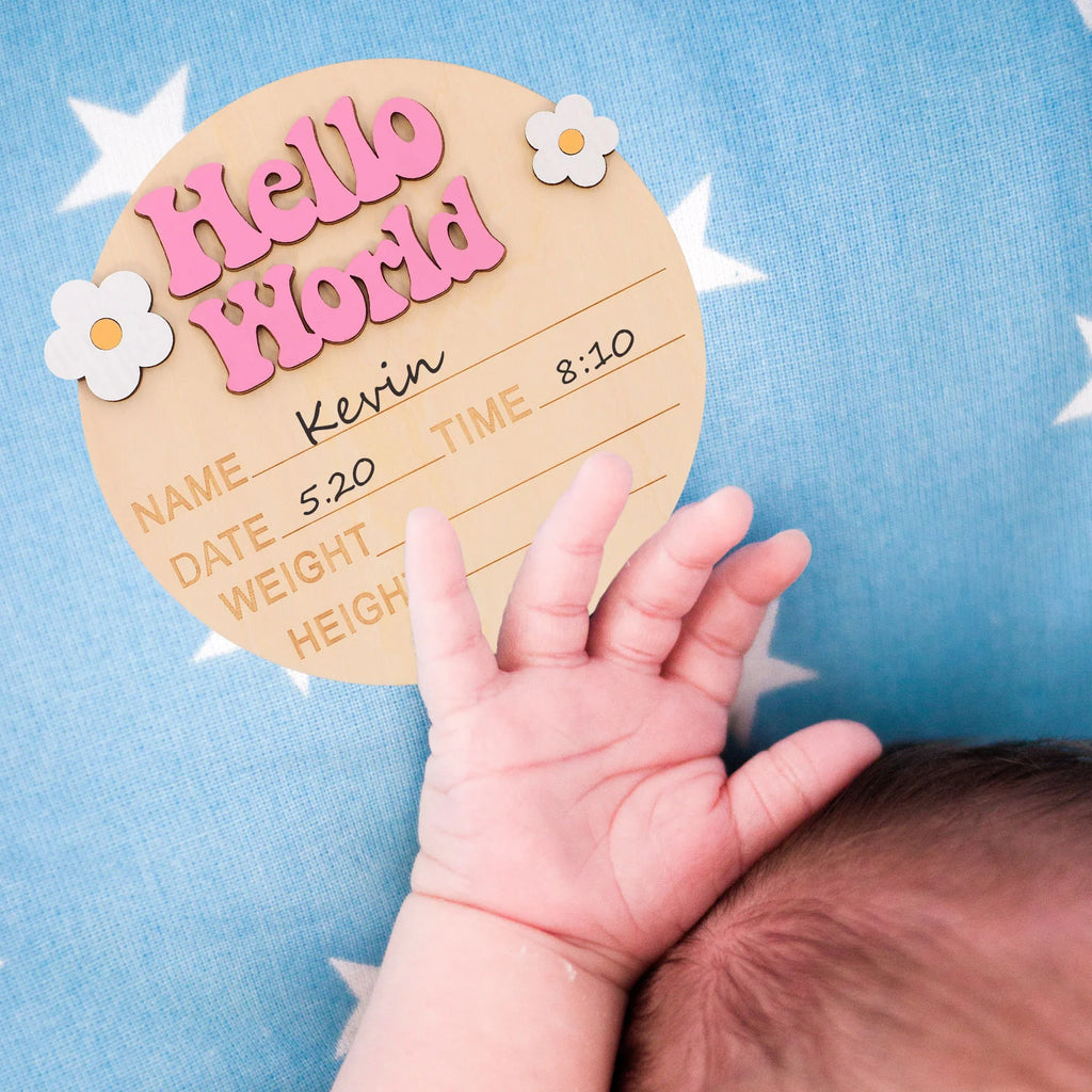 Newborn Commemorative Card Wood Baby Name Sign Nursery Birth Announcement Signs