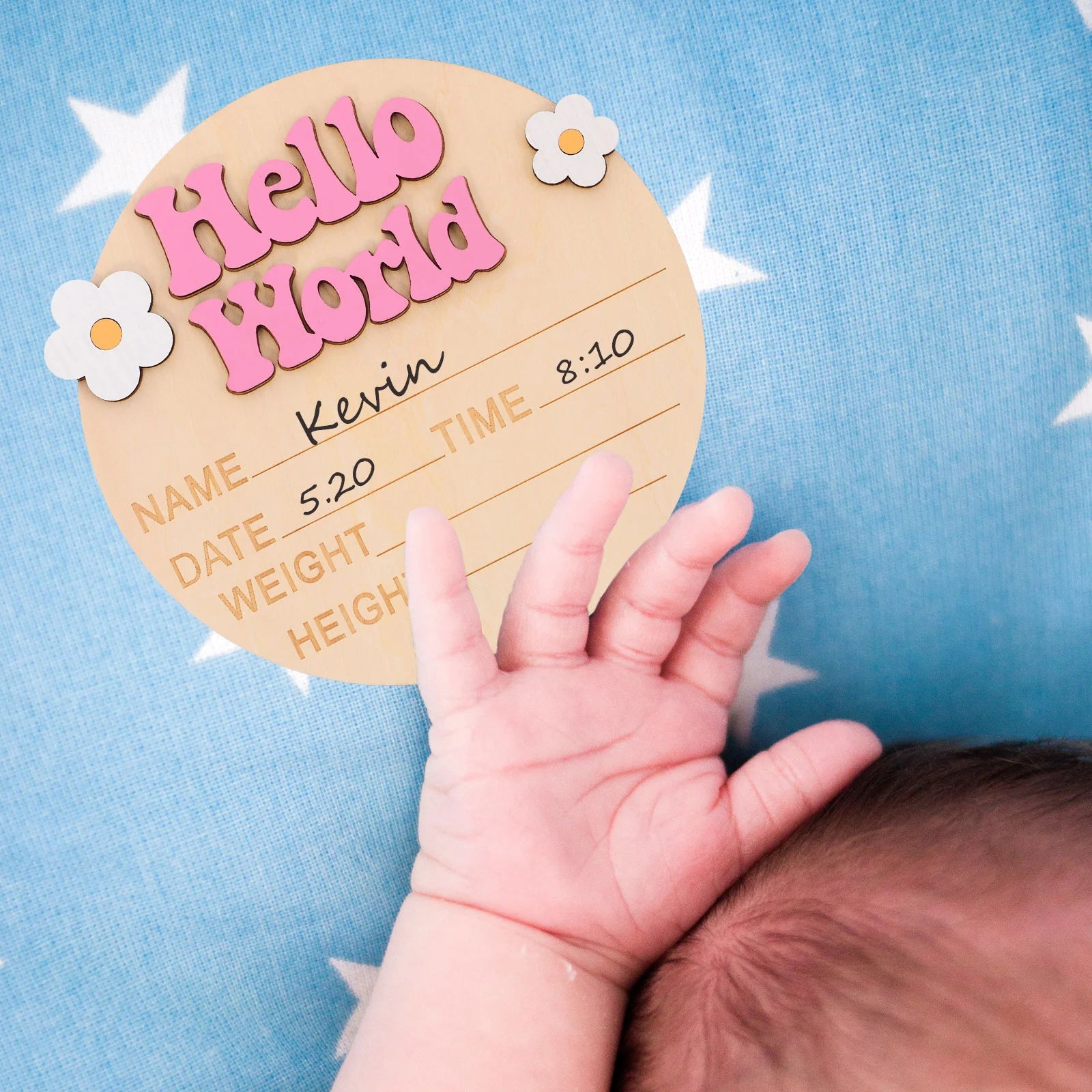 Newborn Commemorative Card Wood Baby Name Sign Nursery Birth Announcement Signs