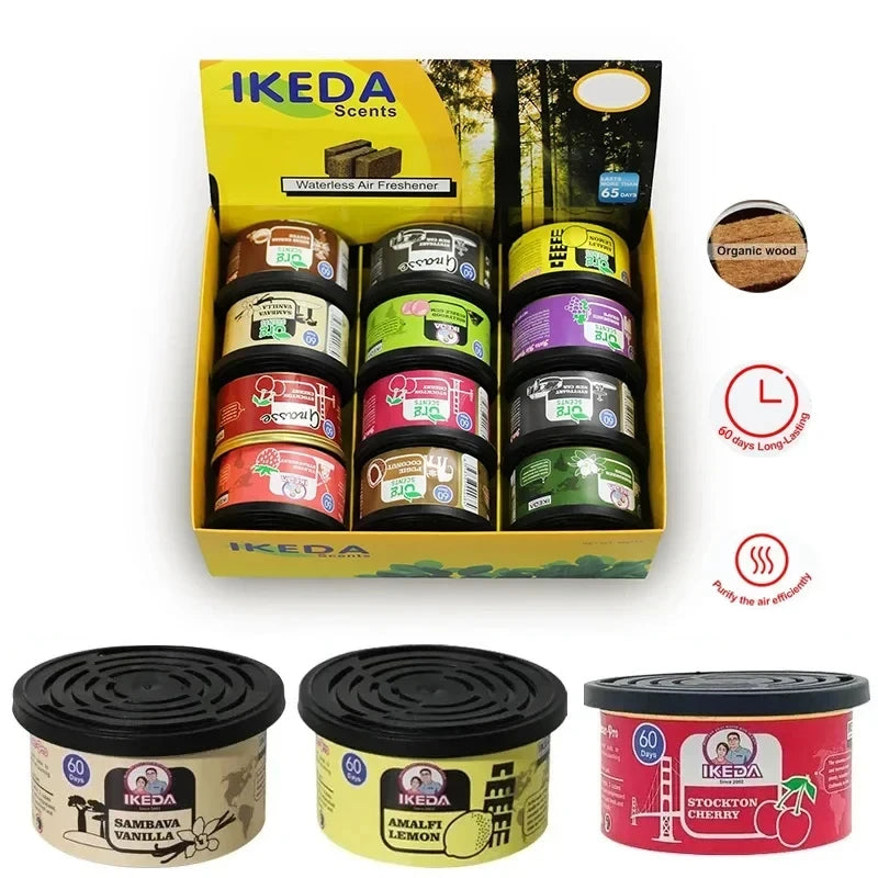 Car Air Freshener: 12 kinds Scent | Organic Cans | Odor Eliminator Essential | Long-Lasting | Strong Fragrance | For Home