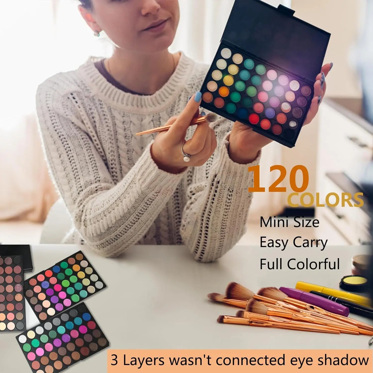 Palette de 120 fards à paupières nudes, imperméables, pailletés, mats, pigmentés, poudre compacte, brillants, cosmétiques