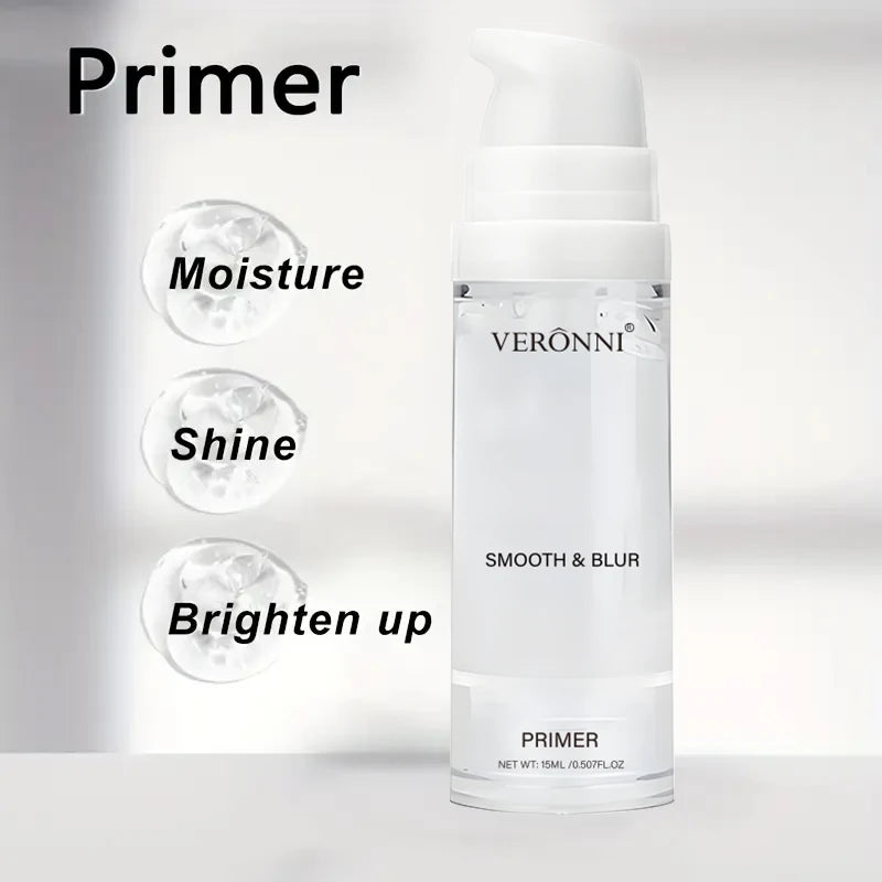 3pcs Face Makeup Kit Include 15ml Full Coverage Liquid Foundation Hydrating Makeup Primer and Loose Powder,Sweat-resistant